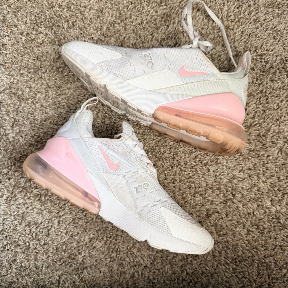 Nike Women's White Sneakers with Pink Accents